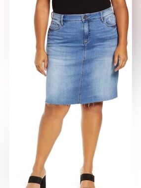 KUT from the Cloth Melinda Demim Raw Hem Skirt 14W Spring Western Cowgirl